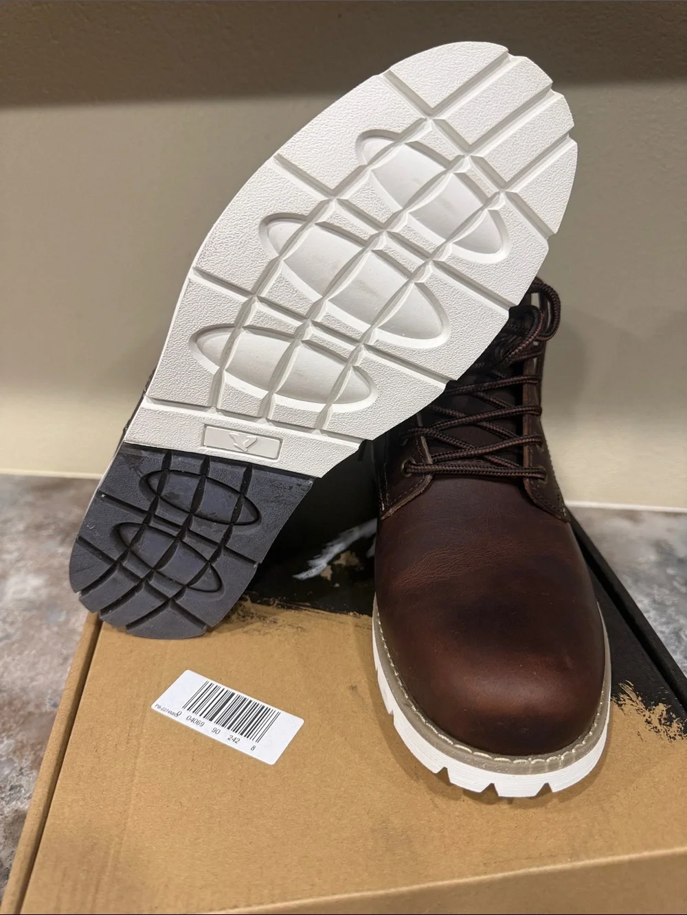 Brown Men's Chukka Boots - Rugged Leather with White Lug Sole